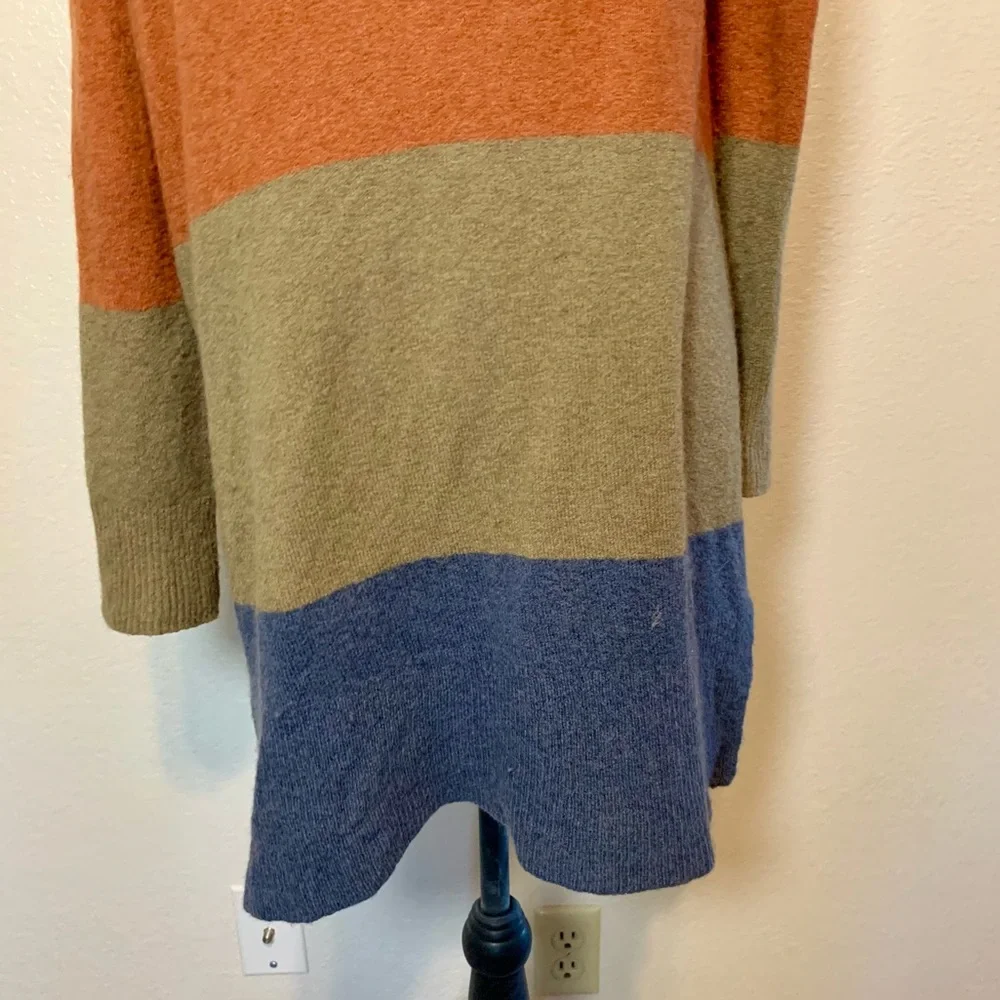Madewell Kent Stripe Cardigan Sweater Longline Open Front Color Block Size Small